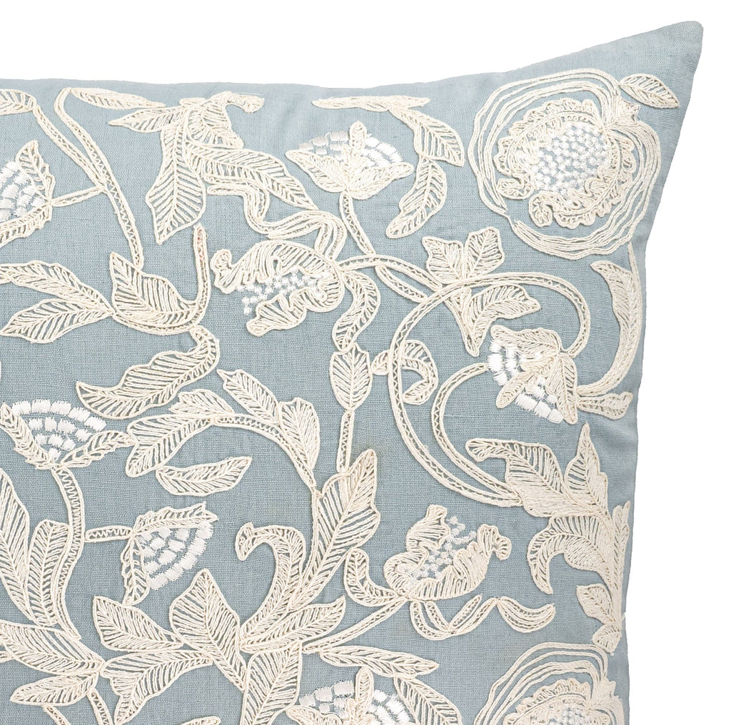 Deauville Embroidered Linen Pillow Cover, 18 x 18