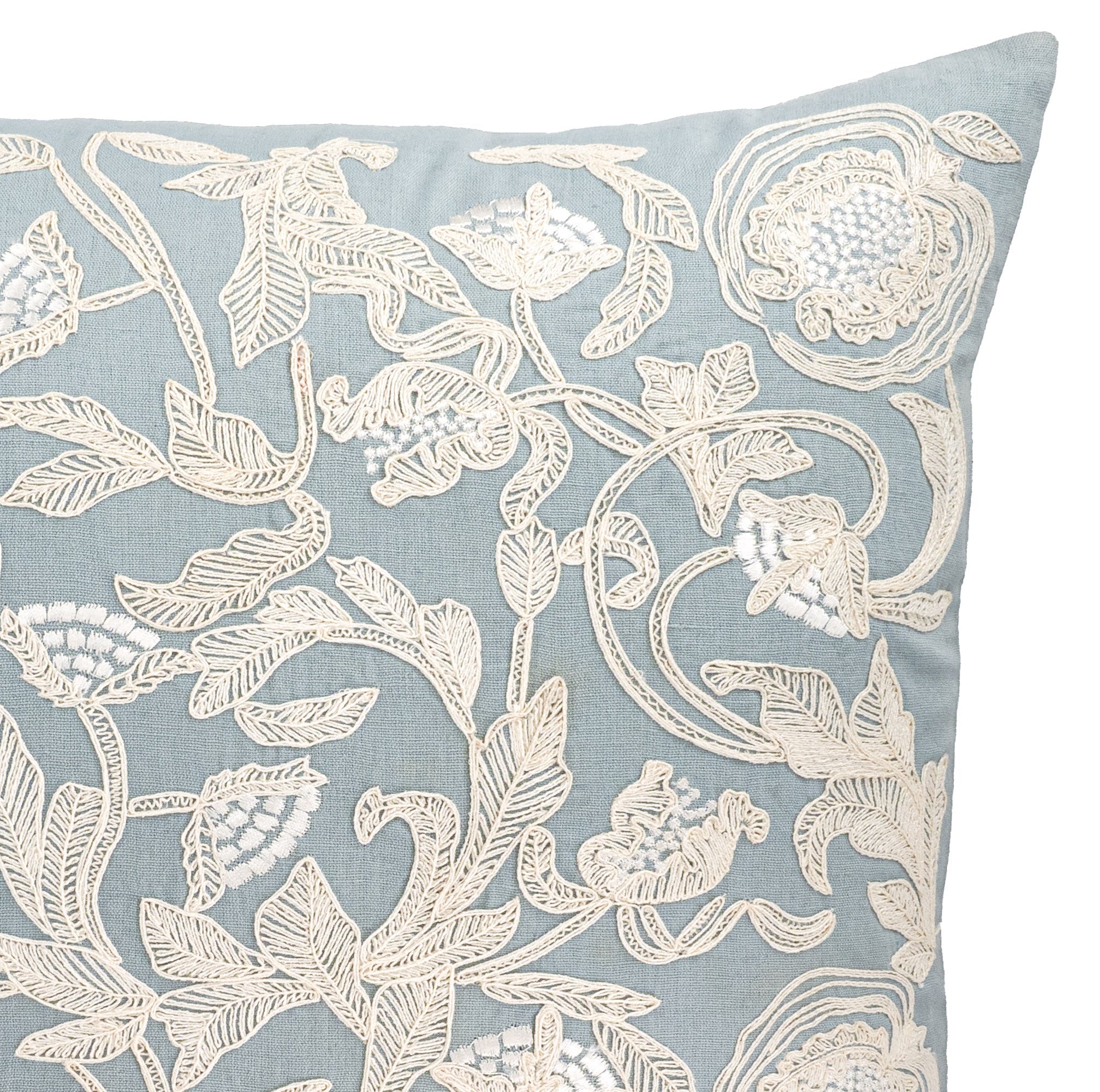 Deauville Embroidered Linen Pillow Cover, 18 x 18