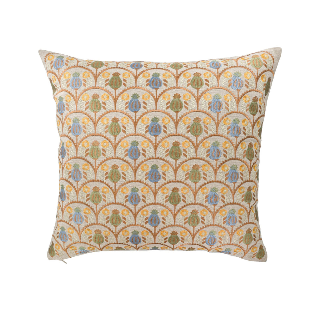 Jardin Embroidered Linen Pillow Cover, 18 x 18