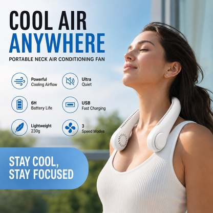 Bemloria™ 🥳 HOT SALE 🥳 50K+ SOLD! 🍃 Neck Air Conditioner Fan – Quiet, Hands-Free Cooling 😎🌬️