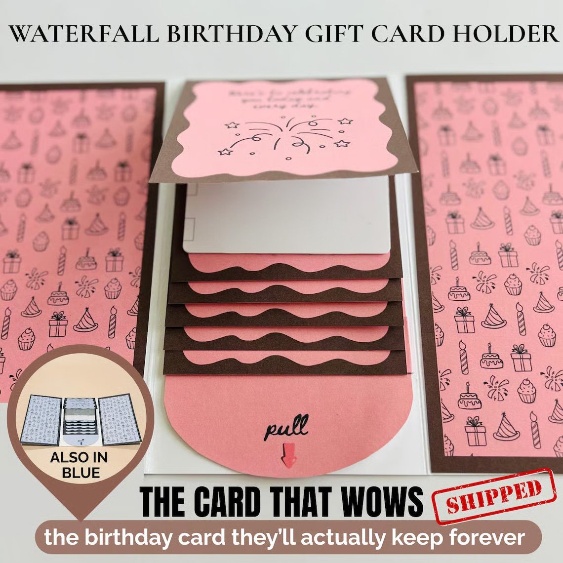 🎄🎂✨ Handmade Waterfall Birthday Gift Card Booklet🎁💖
