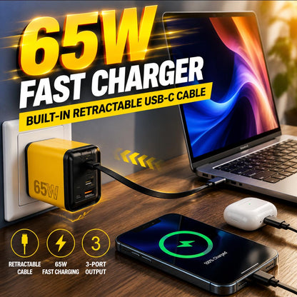 65W All-in-One Fast Charger with Built-In Retractable USB-C Cable (offer)