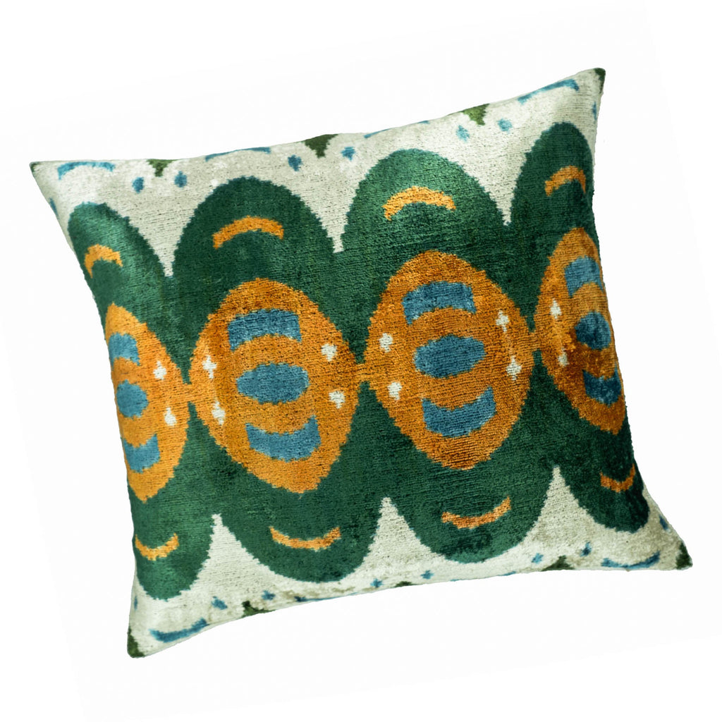 Mamba Silk Velvet Ikat Throw Pillow Cover, 20 x 20