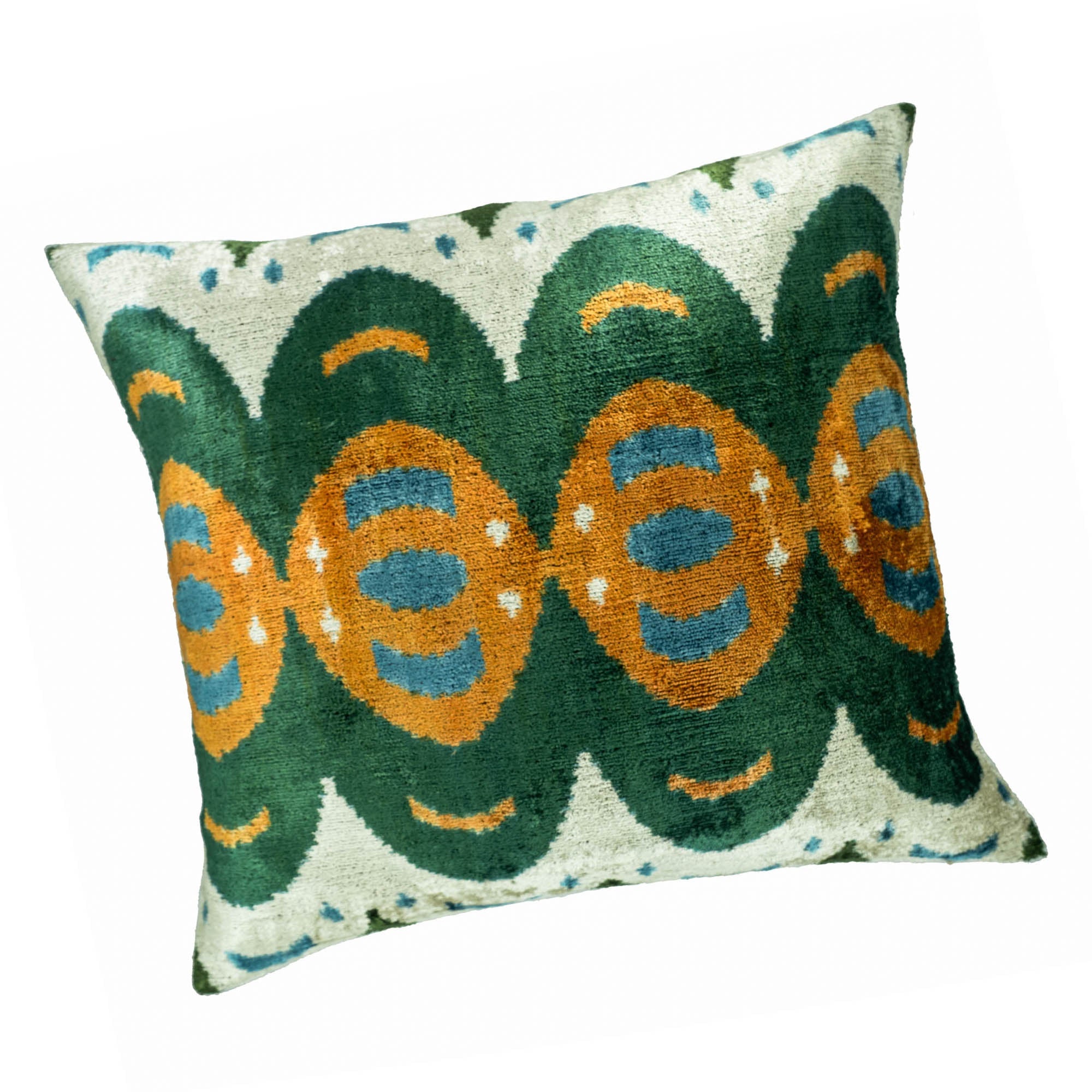 Mamba Silk Velvet Ikat Throw Pillow Cover, 20 x 20