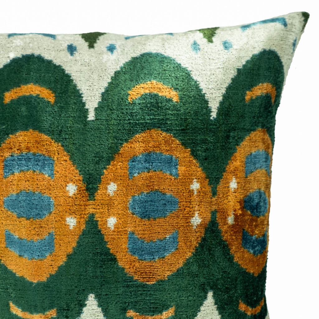 Mamba Silk Velvet Ikat Throw Pillow Cover, 20 x 20