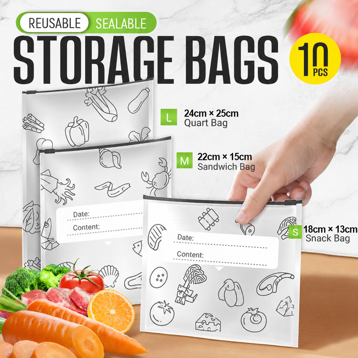 Bemloria™🔥Limited Sale: Buy 2 get 1 free!🍗 🥦Reusable Aluminum Foil Sealable Storage Bags (Offer)