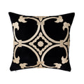 Black Velvet Pillow Cover with Gold Embroidery, 20 x 20