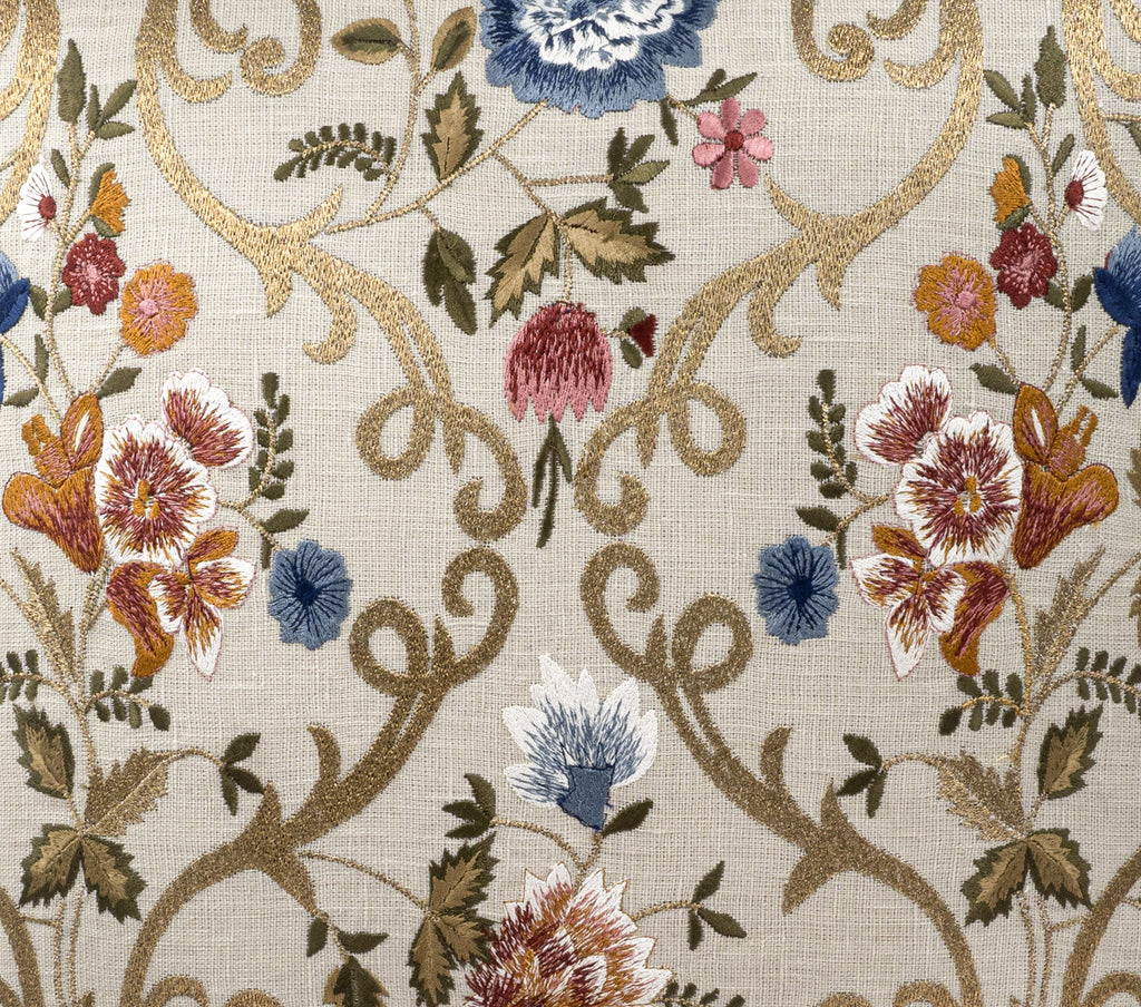Chantilly Embroidered Linen Pillow Cover, 18 x 18