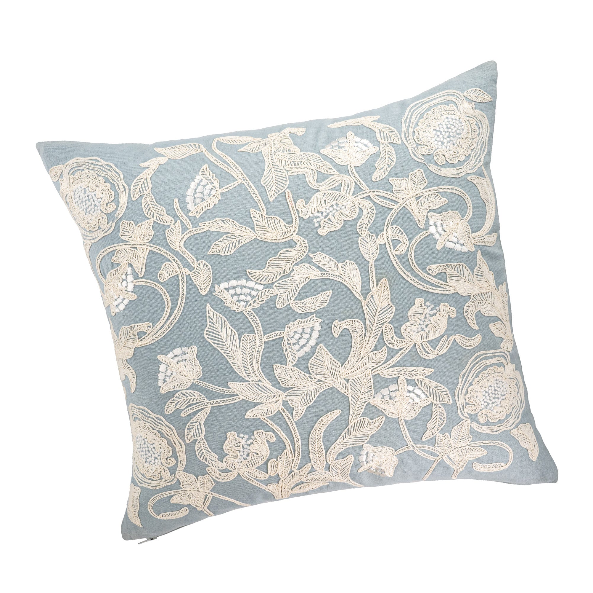 Deauville Embroidered Linen Pillow Cover, 18 x 18