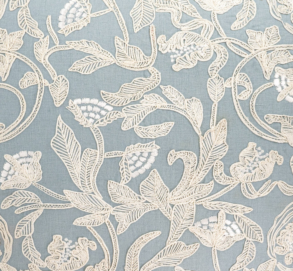 Deauville Embroidered Linen Pillow Cover, 18 x 18