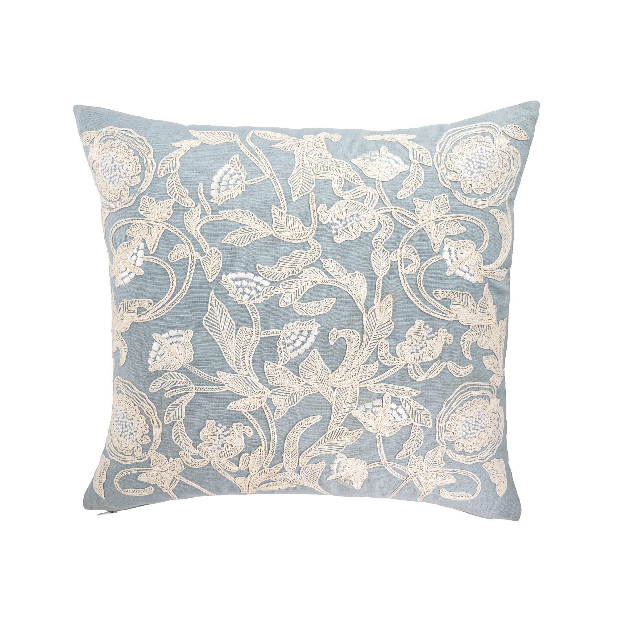 Deauville Embroidered Linen Pillow Cover, 18 x 18