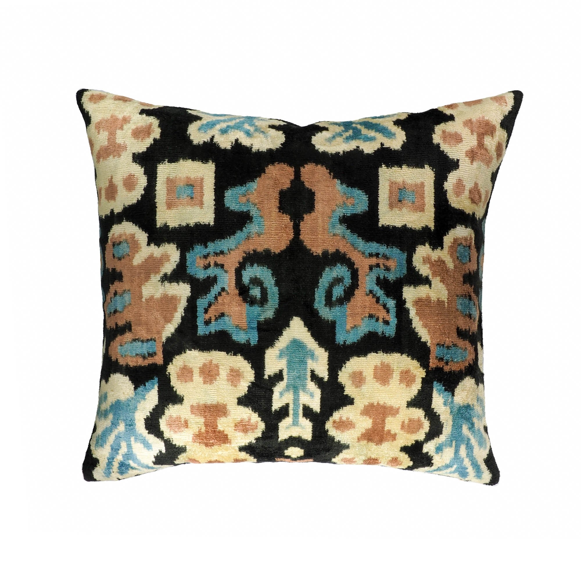Eden Silk Velvet Ikat Throw Pillow Cover, 20 x 20