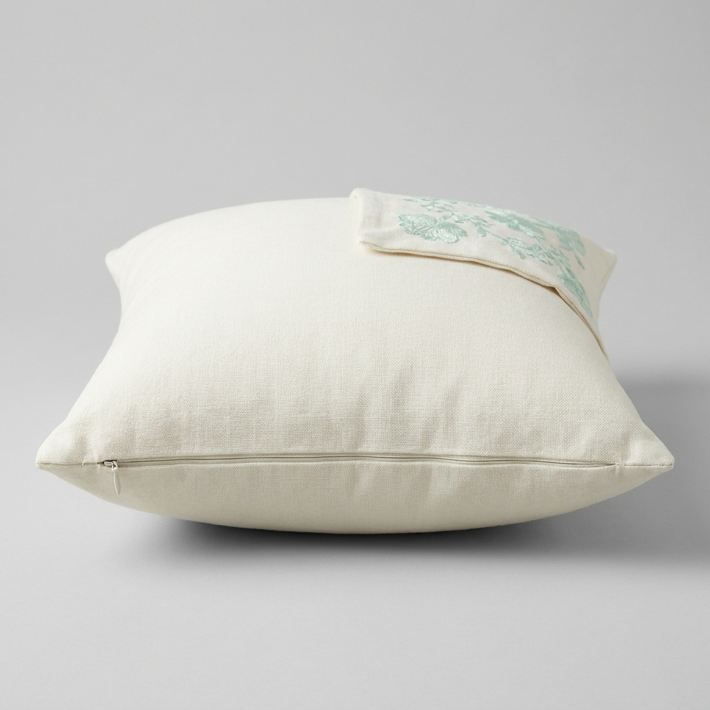 Ivory linen back of the pillow cover with concealed zip