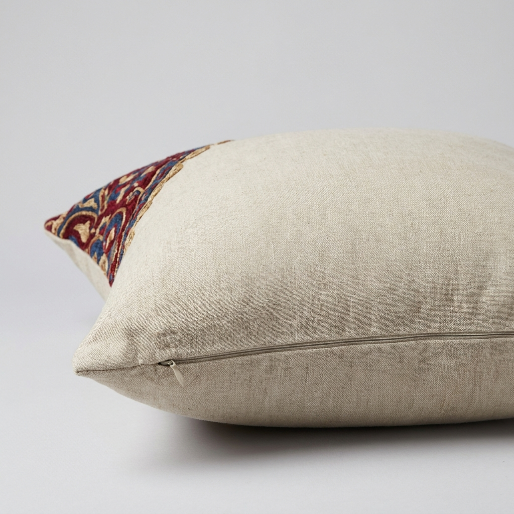 Linen back of the pillow cover with concealed zip