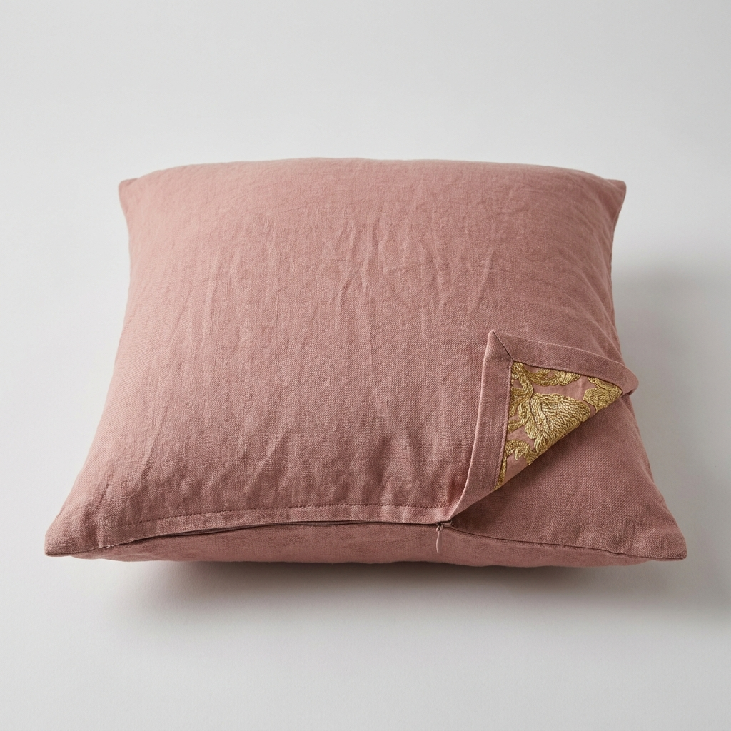 Linen back of the pillow cover with concealed zip
