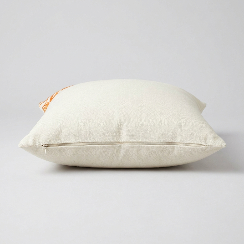 Ivory linen back of the pillow cover with concealed zip