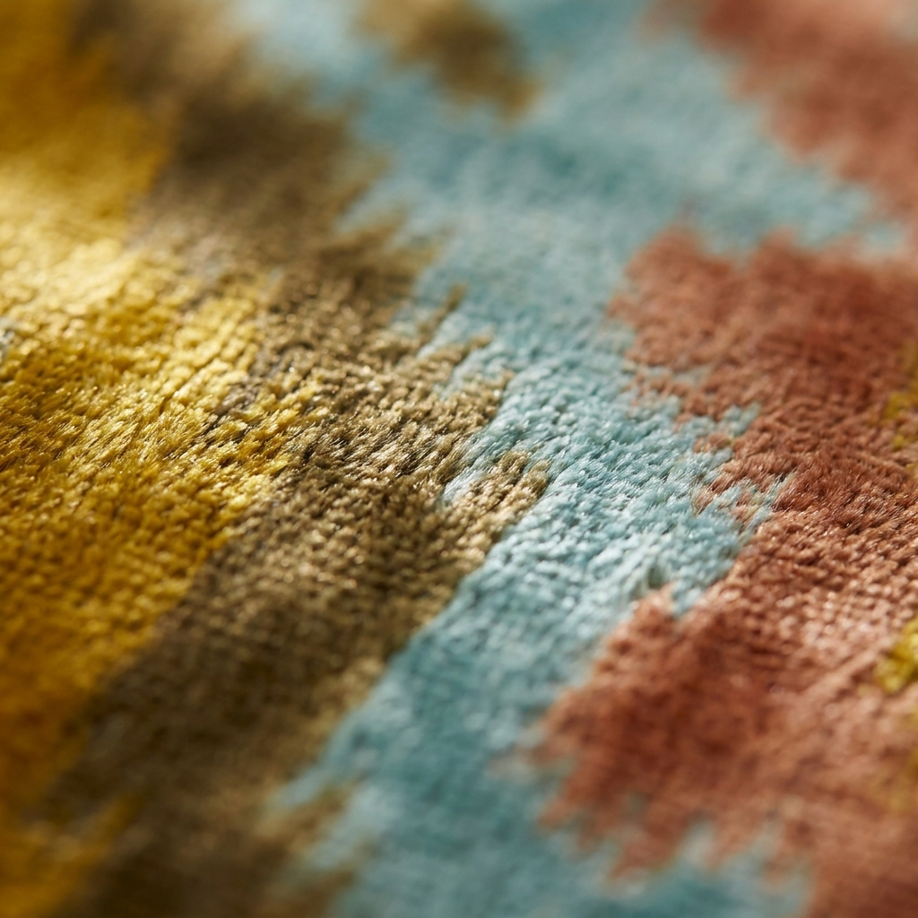 Close-up of the silk velvet ikat weave
