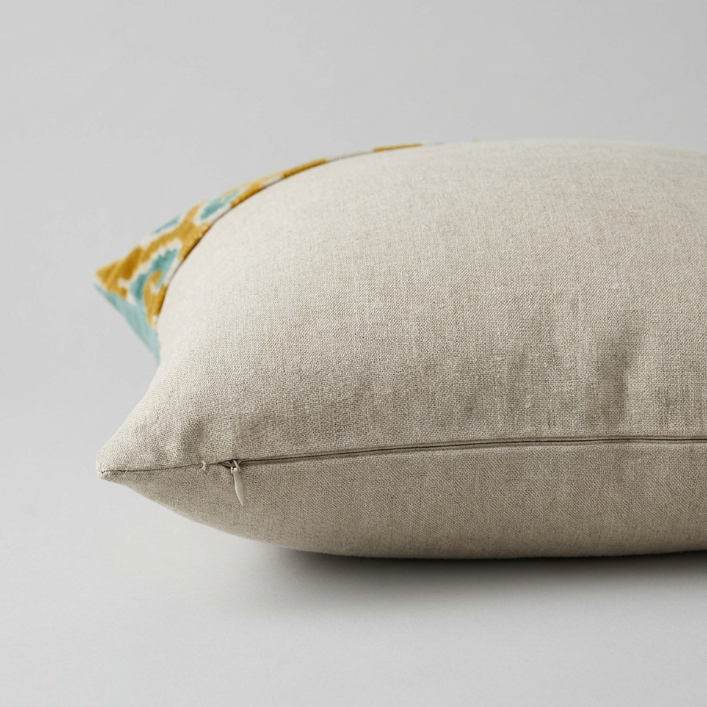 Linen back of the pillow cover with concealed zip