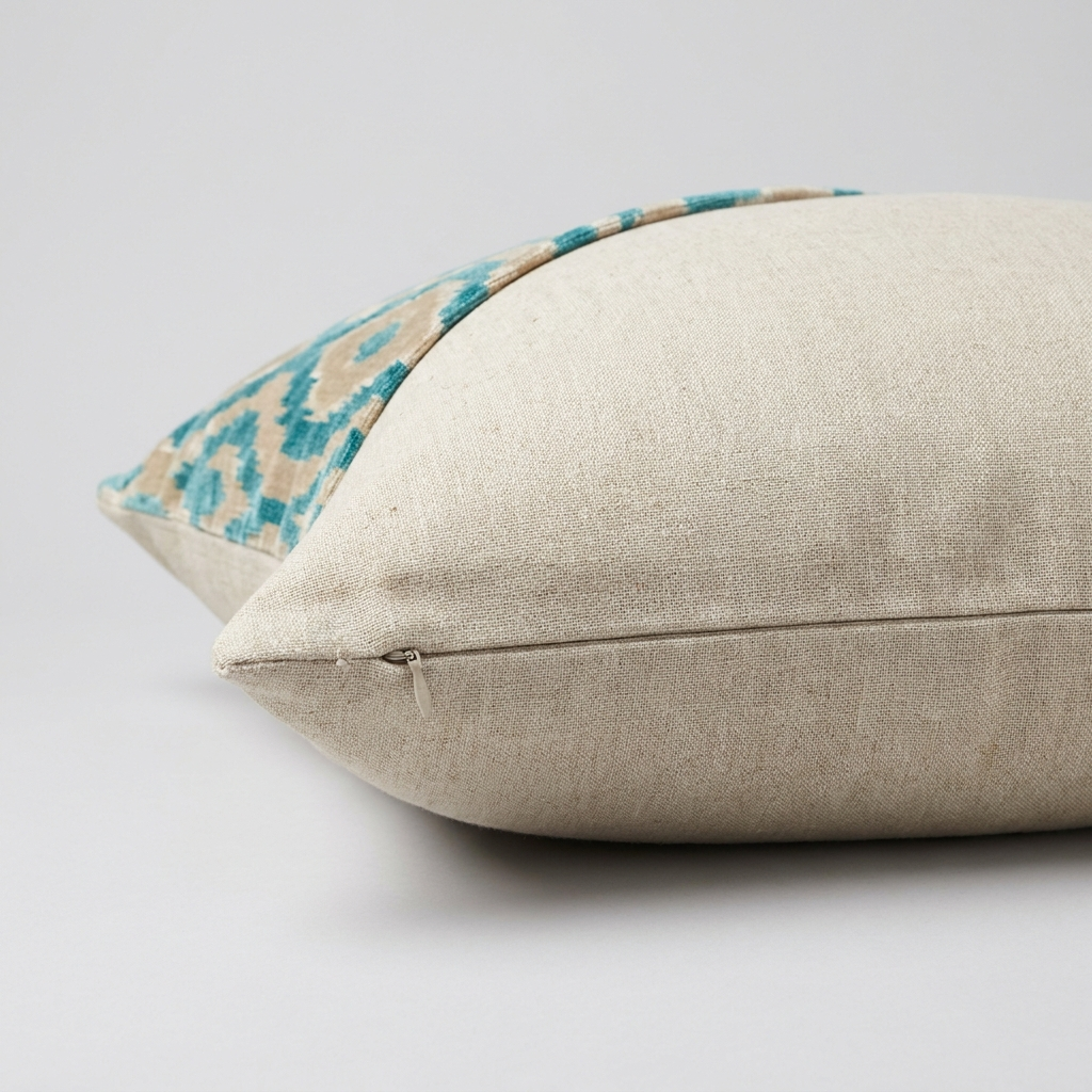 Linen back of the pillow cover with concealed zip