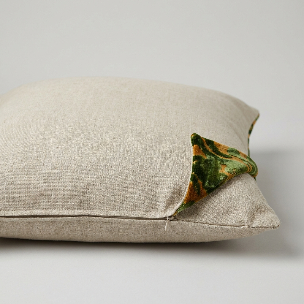 Linen back of the pillow cover with concealed zip