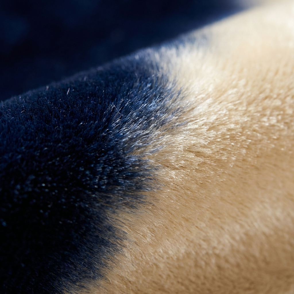 Close-up of navy and cream silk velvet ikat weave