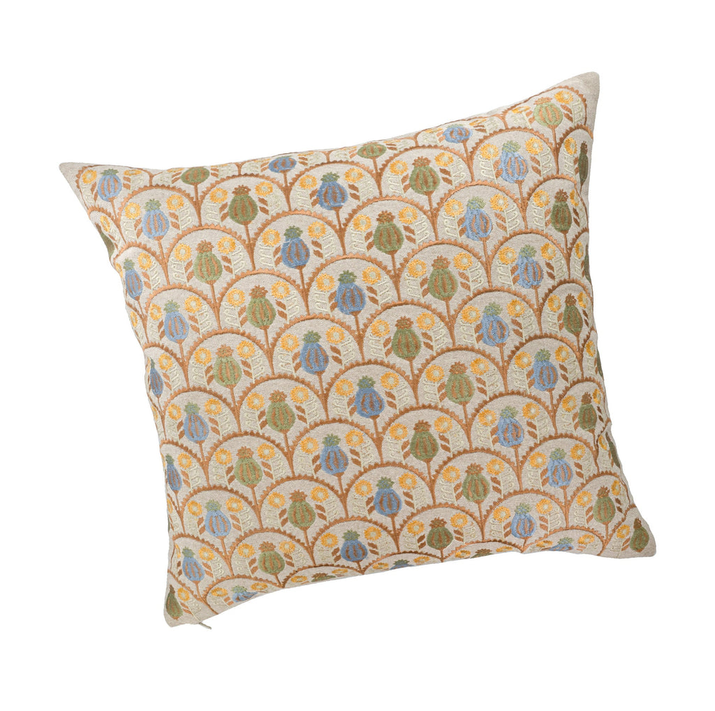 Jardin Embroidered Linen Pillow Cover, 18 x 18