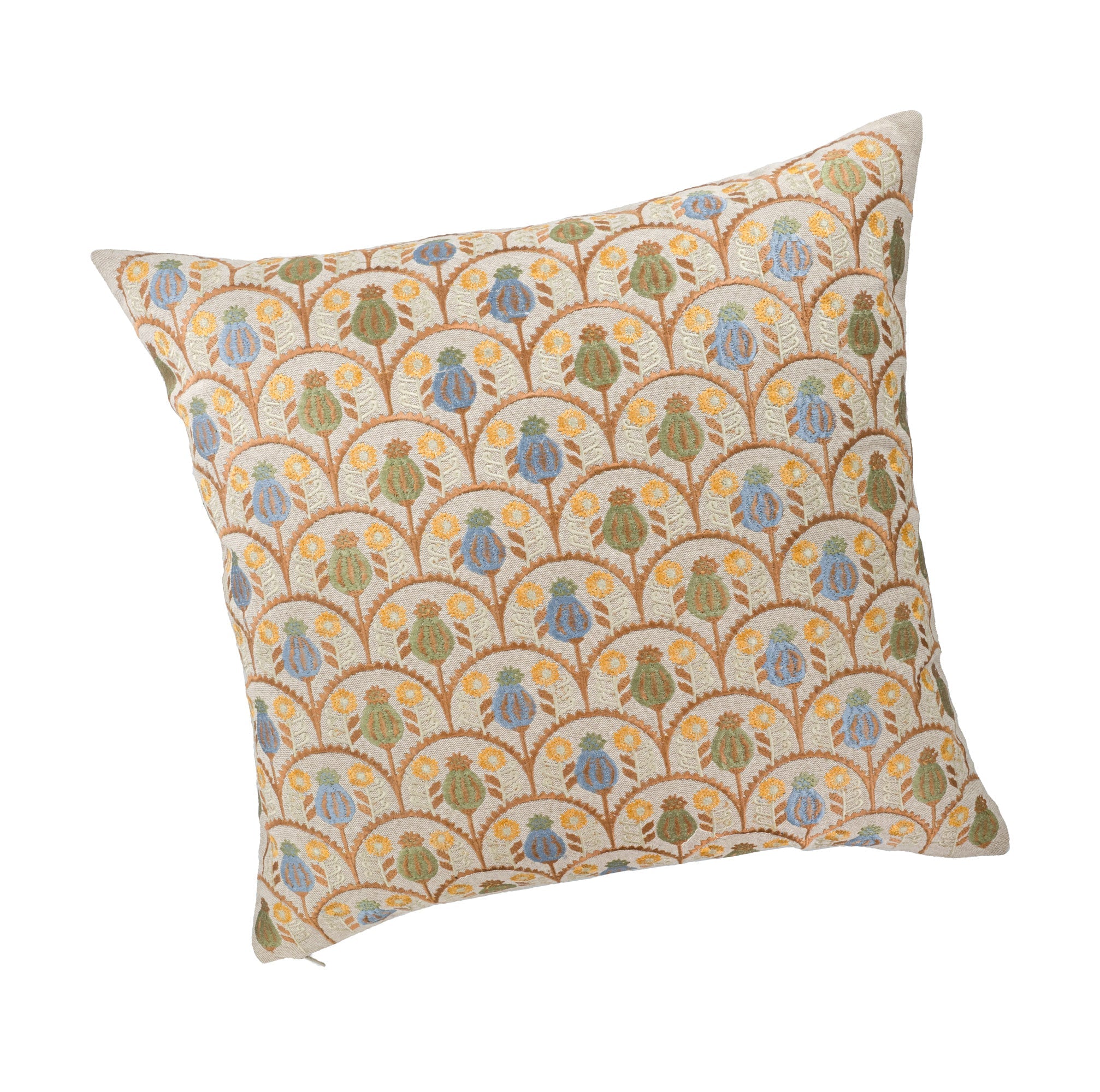 Jardin Embroidered Linen Pillow Cover, 18 x 18