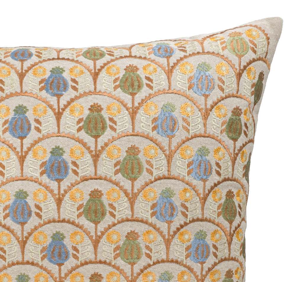 Jardin Embroidered Linen Pillow Cover, 18 x 18