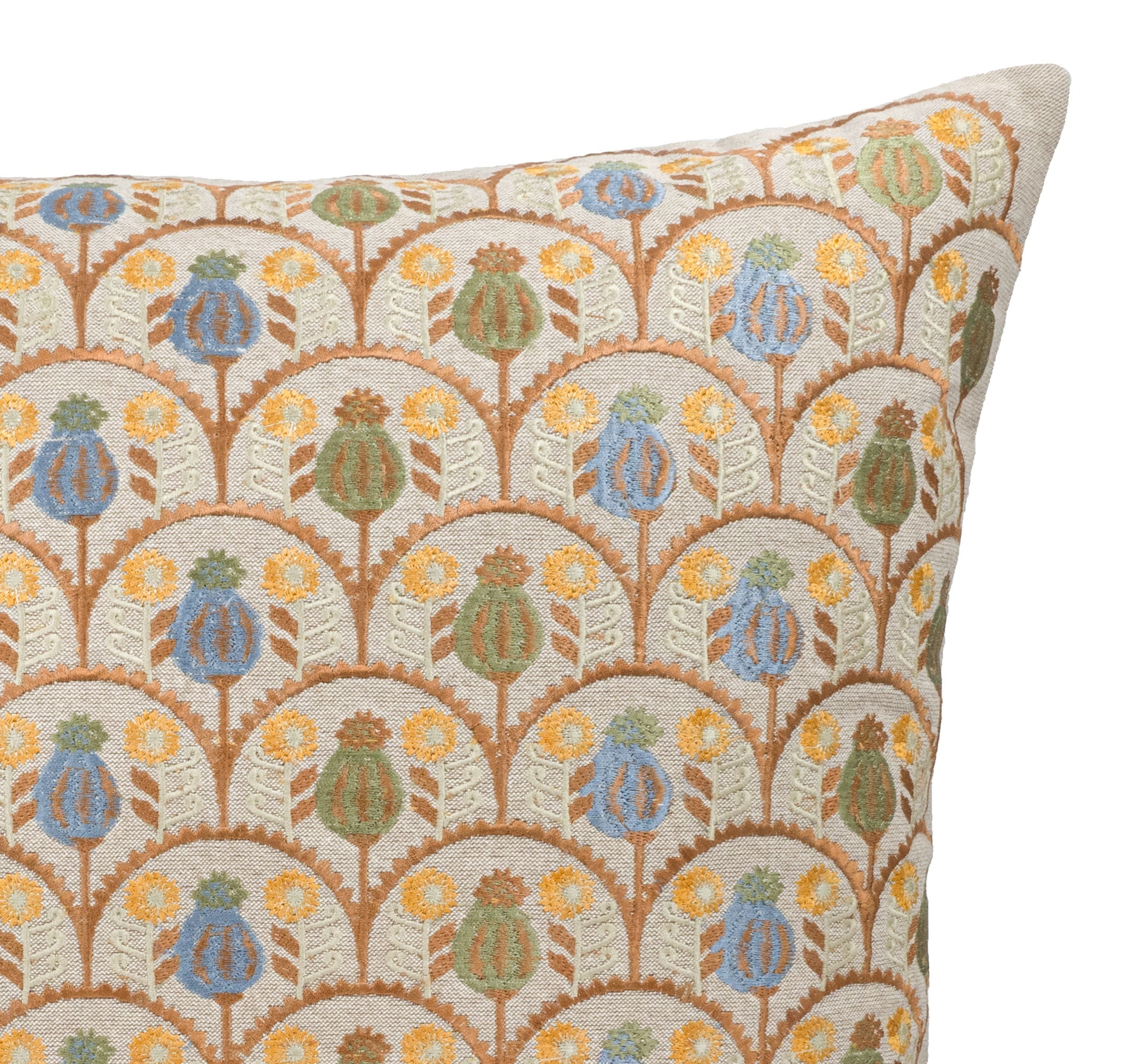 Jardin Embroidered Linen Pillow Cover, 18 x 18