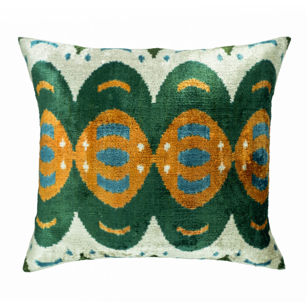 Mamba Silk Velvet Ikat Throw Pillow Cover, 20 x 20