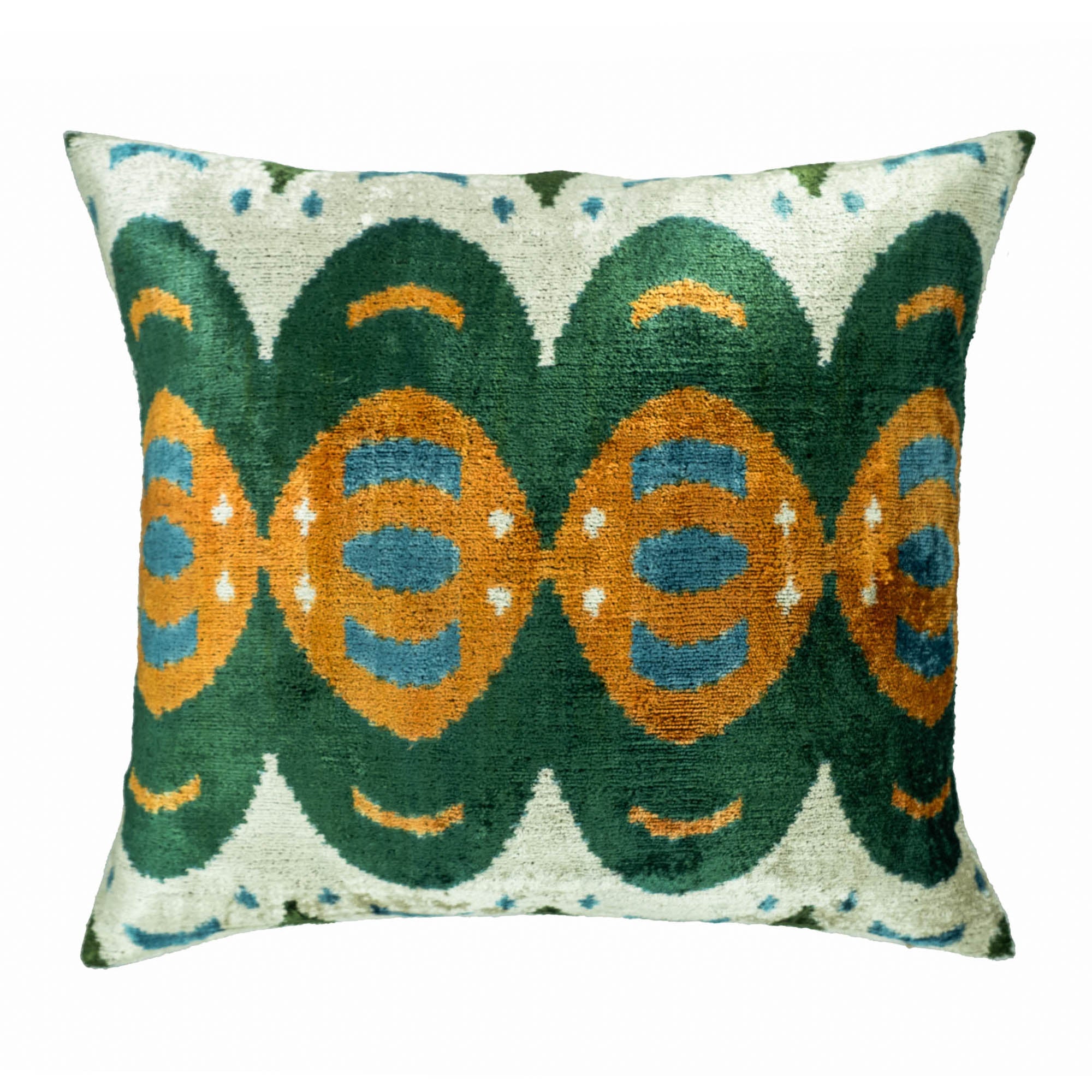 Mamba Silk Velvet Ikat Throw Pillow Cover, 20 x 20