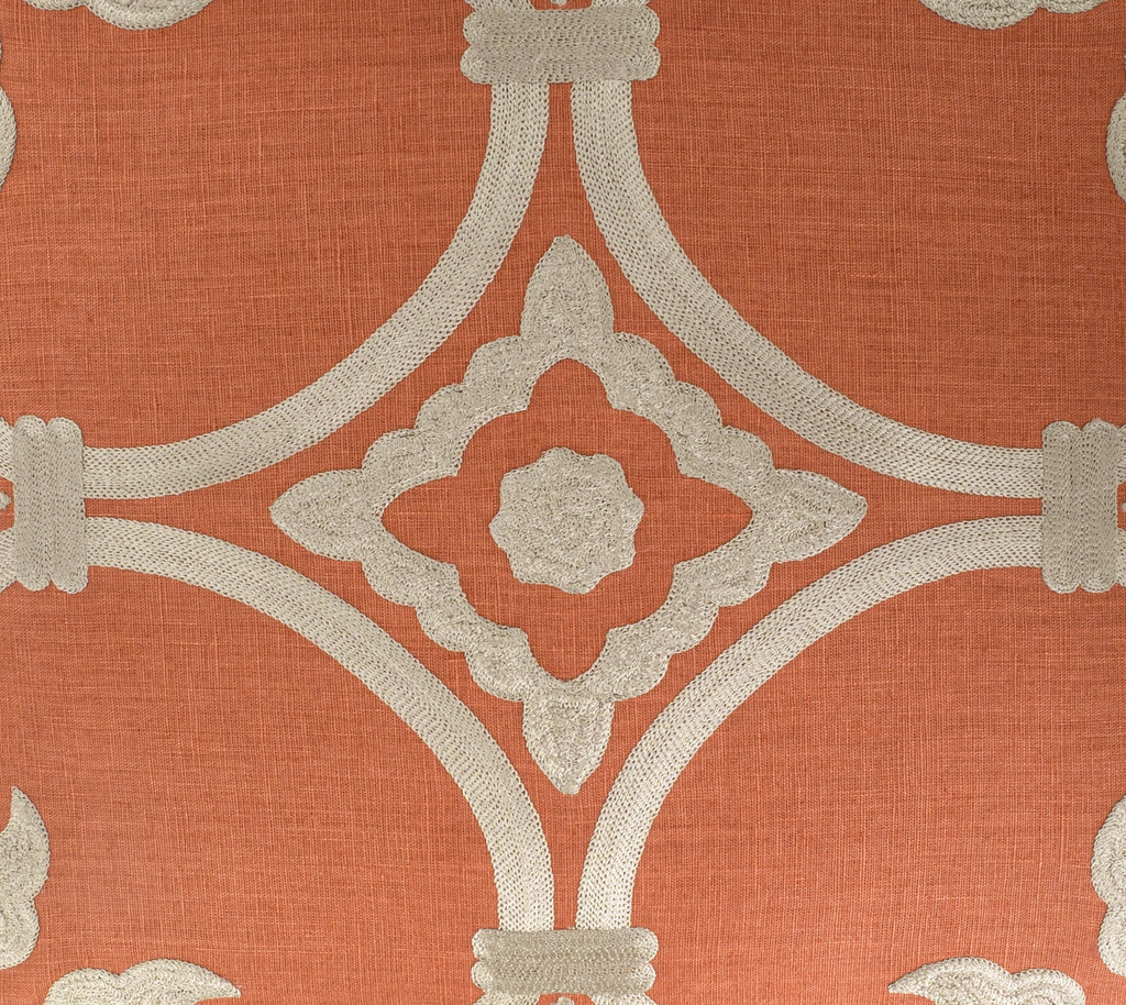 Orange Linen Pillow Cover with Gold Embroidery , 20 x 20