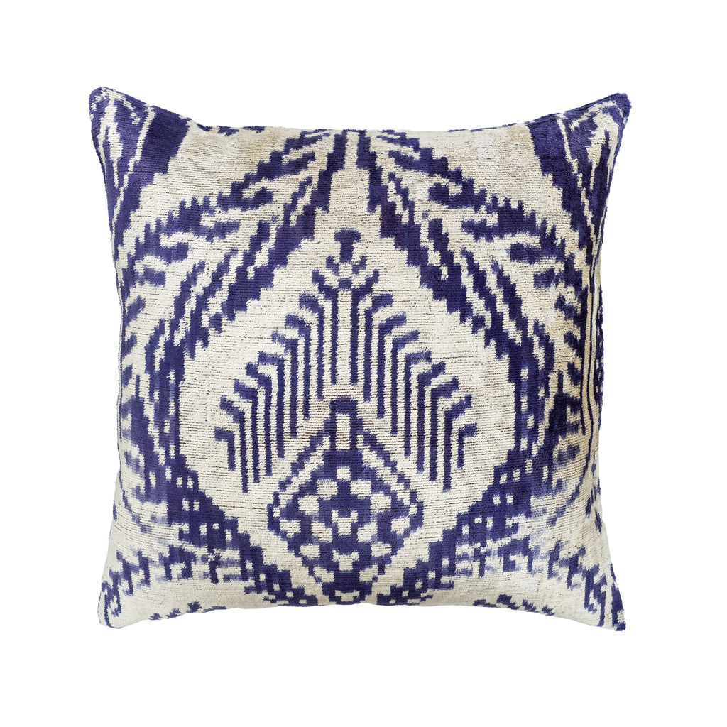 Palms Silk Velvet Ikat Pillow Cover, 20" X 20"