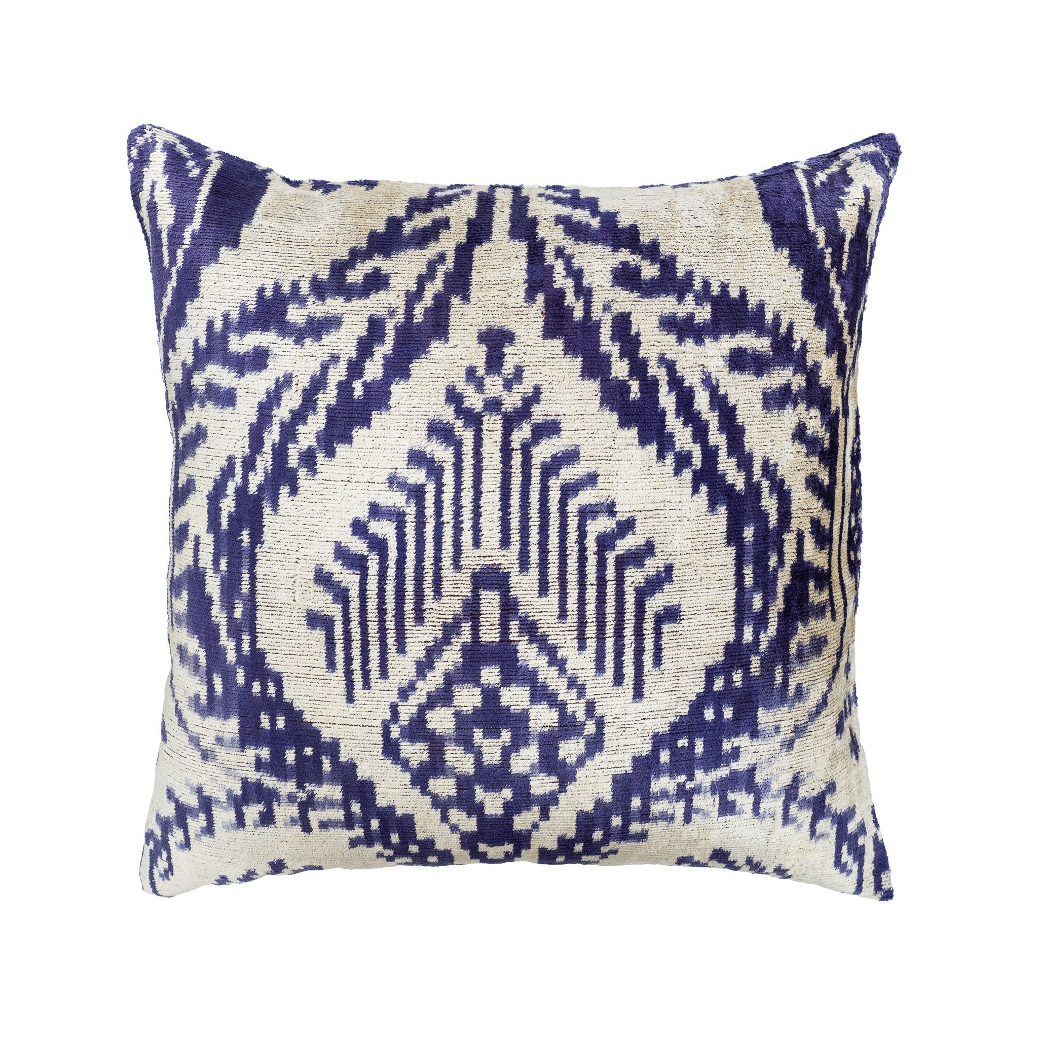 Palms Silk Velvet Ikat Pillow Cover, 20" X 20"