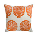 Orange Peacock Embroidered Pillow Cover, 19 x 19