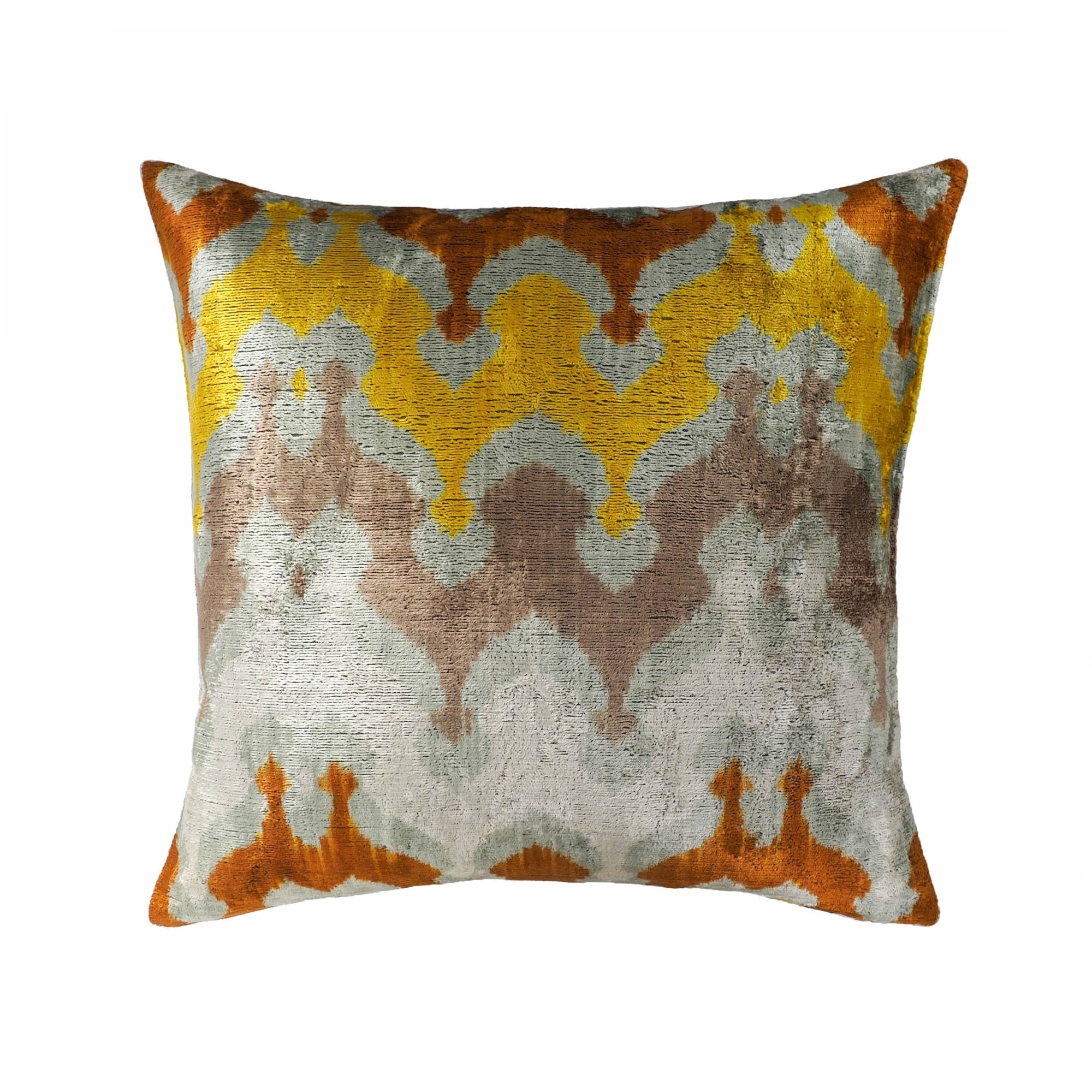River Silk Velvet Ikat Throw Pillow Cover, 20 x 20