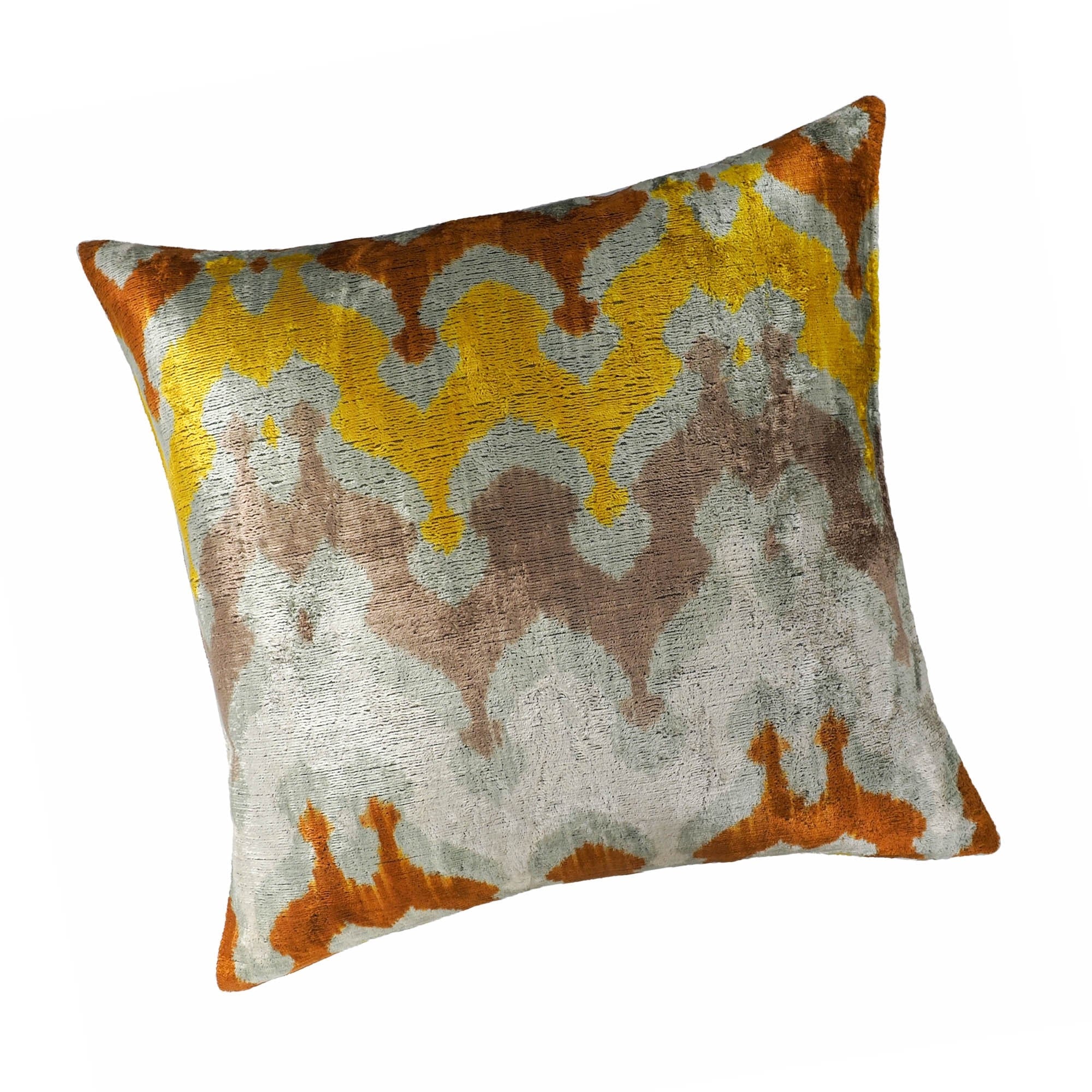 River Silk Velvet Ikat Throw Pillow Cover, 20 x 20