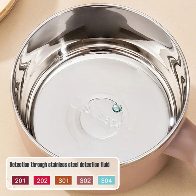 🍜1200ml 304 Stainless Steel Noodle Bowl with Lid, Handle & Phone Holder